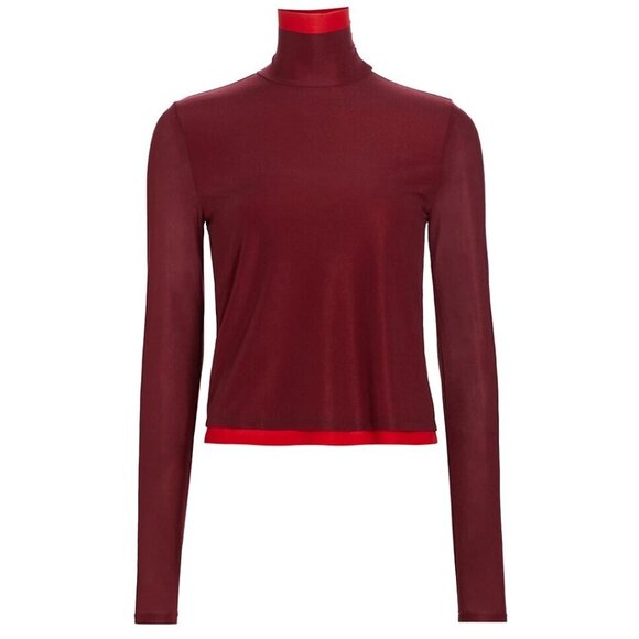 Simon Miller Turtleneck Zira Layered Knit Top in Burgundy Size XS NWT - Picture 1 of 9